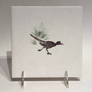 Vintage H&R Johnson Ltd. Roadrunner Bird Ceramic Tile Trivet Made In England 6”